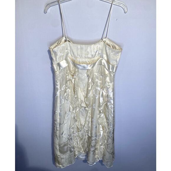 Vintage Betsy & Adam by Linda Bernell Cream Silk Floral Ruffle Formal Dress - Picture 5 of 9